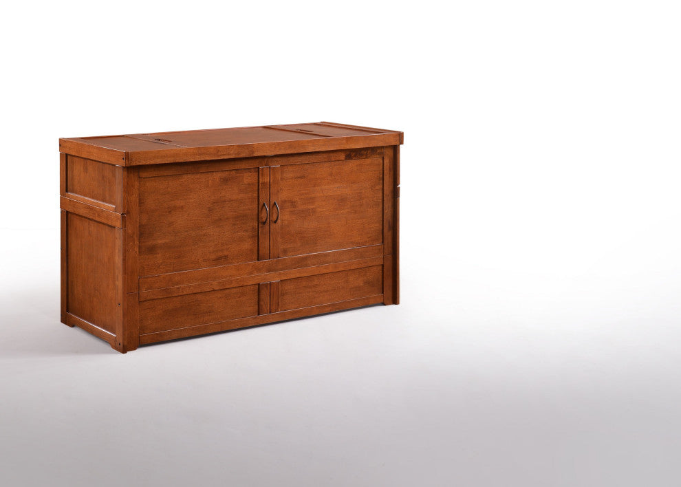 Cube Queen Size Murphy Bed Cabinet, Cherry