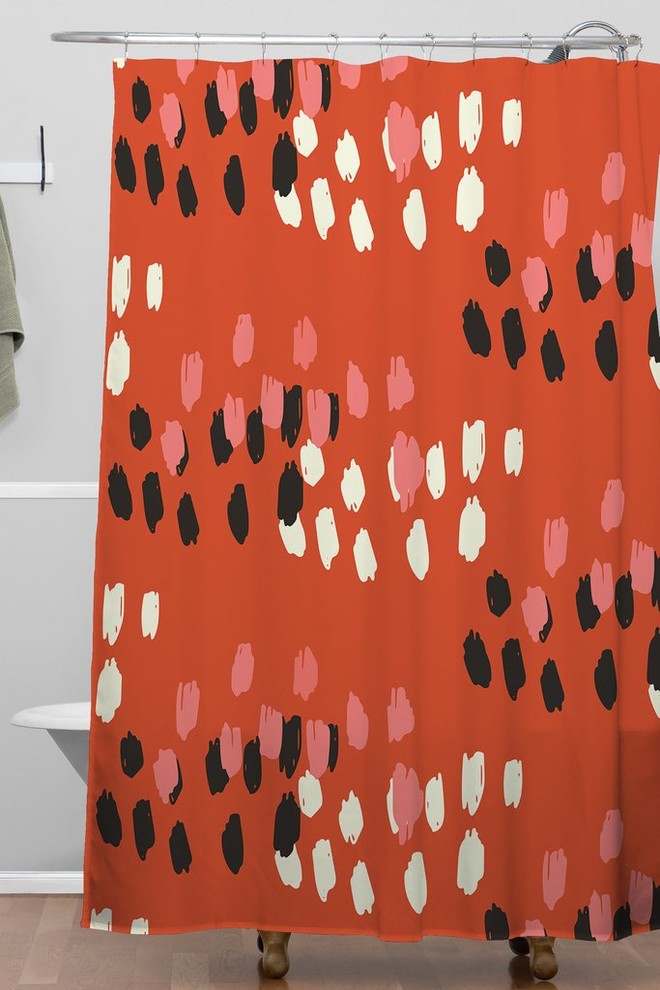 Morgan Kendall Red Scribbles Shower Curtain, 72"x69"