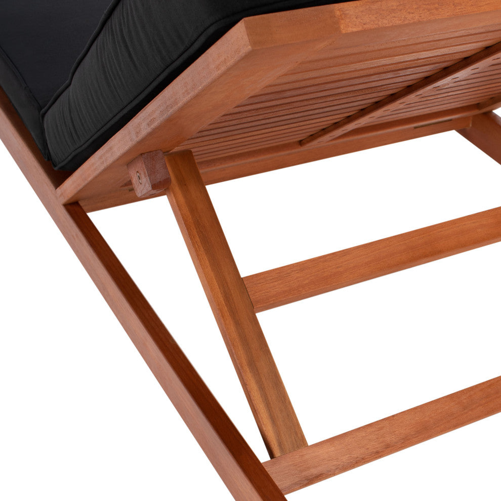 Safavieh Solano Sunlounger, Natural Wood/Black