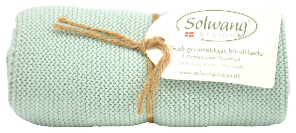 Danish Cotton Knitted Kitchen Towel Made With 100% Certified Organic Cotton, Organic Light Dusty Aqua