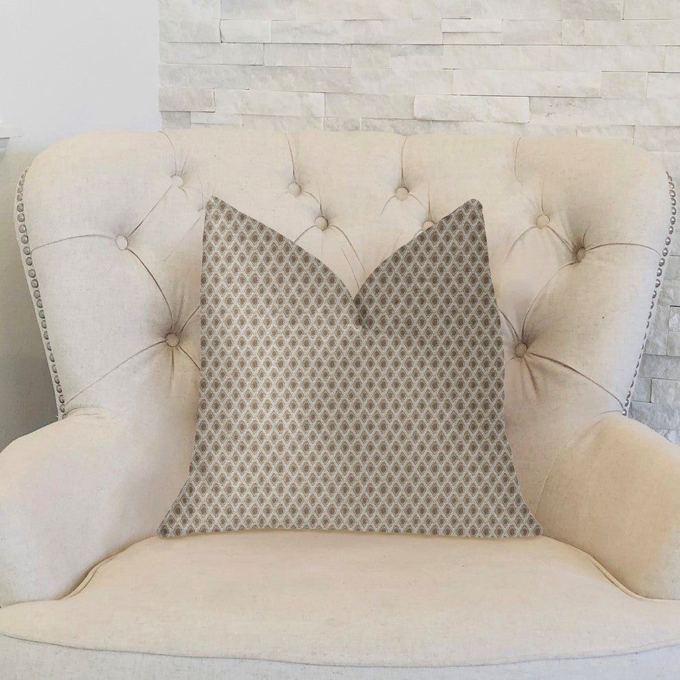 Diamant Beige and Brown Luxury Throw Pillow, Beige, Brown, Double Sided 22"x22"