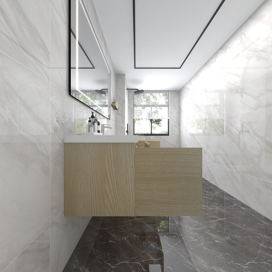 BTO 60" Wall Mounted Bath Vanity With Reinforced Acrylic Sink, Single Sink, White Oak