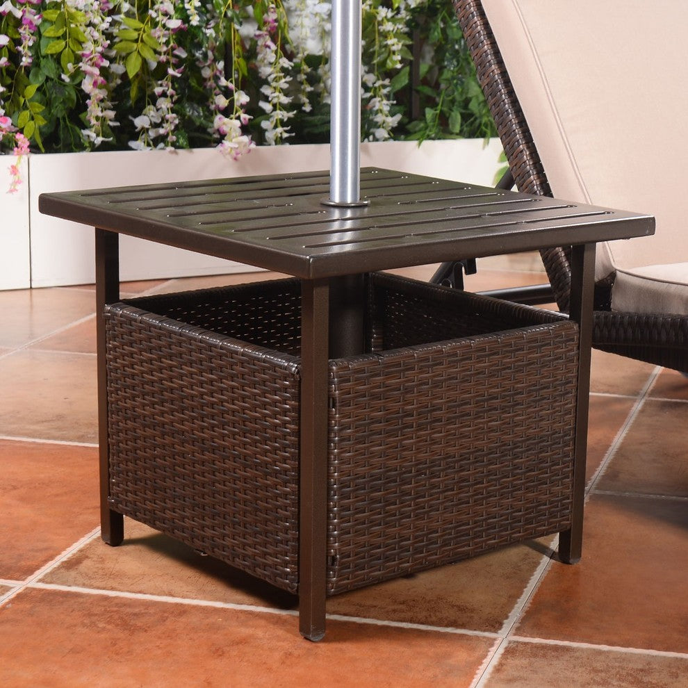 Modern Outdoor Rattan Wicker Steel Side Table