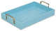 Light Blue Wooden Tray With Gold Handles