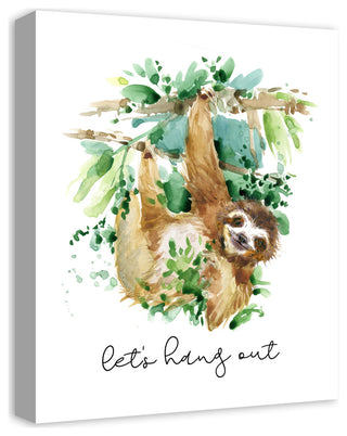 Let's Hang Out Sloth 16x20 Canvas Wall Art