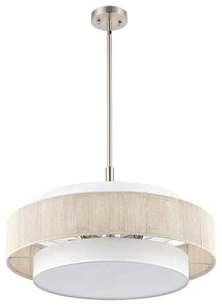 5-Light Double Drum Shaded Chandelier Ceiling Light, Brushed Nickel