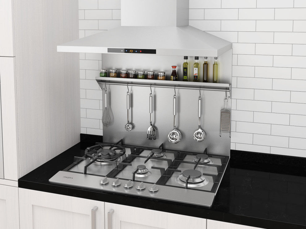 Ancona 30" Stainless Steel Backsplash with Shelf