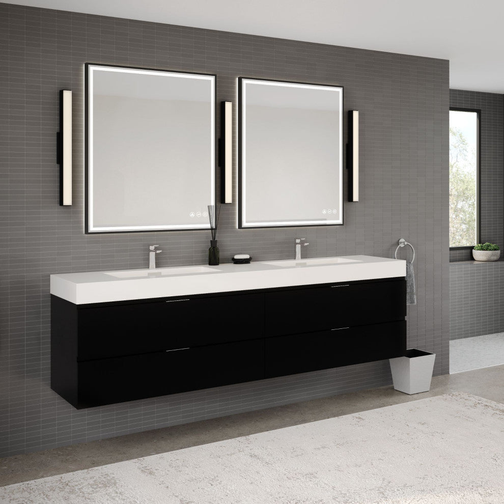 Boutique Bath Vanity, Black, 80", Single Sink, Freestanding