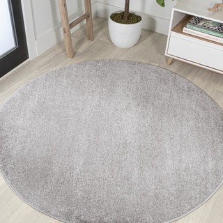 Haze Solid Low-Pile Runner Rug, Light Gray, 5' Round