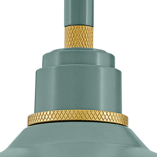 Hinkley Foundry Classic Small 9.5" Gooseneck Barn Light, Sage Green + Brass