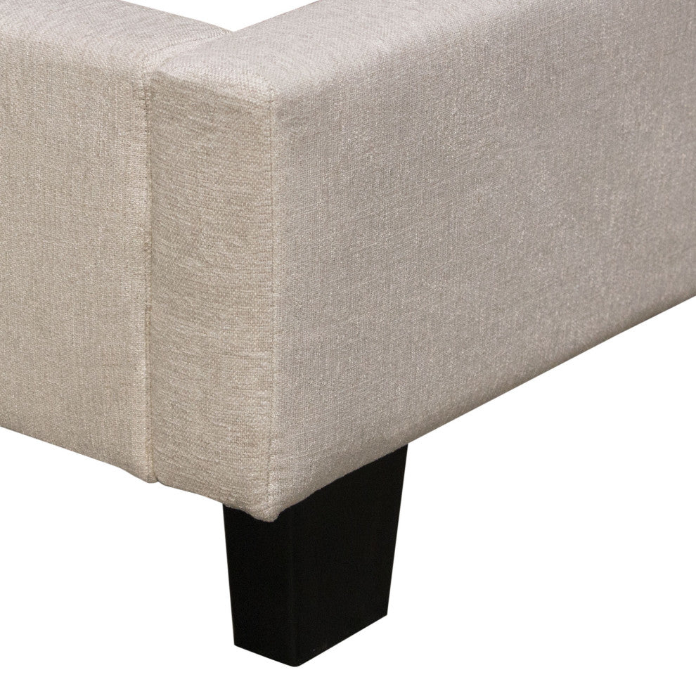 Madison Ave Tufted Wing Eastern King Bed in Sand Button Tufted Fabric