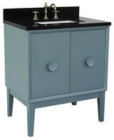 31" Single Vanity, Aqua Blue Finish With Black Galaxy Top