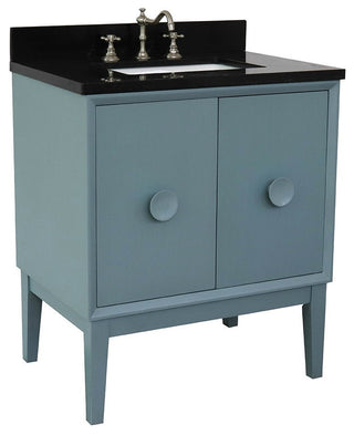 31" Single Vanity, Aqua Blue Finish With Black Galaxy Top