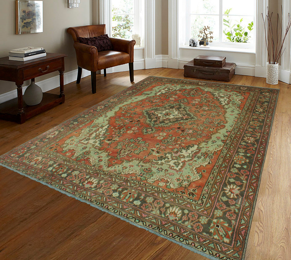 Fine Vintage Distressed Qasim Rust Rug