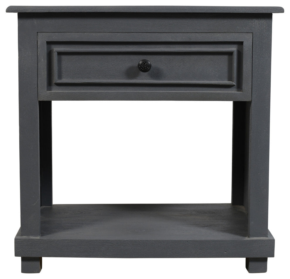 Jenna 1-Drawer Solid Wood Nightstand With Gray Finish