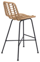 Bar Stool Chair Barstool, Set of 2, Steel Metal, Natural, Black, Outdoor Patio
