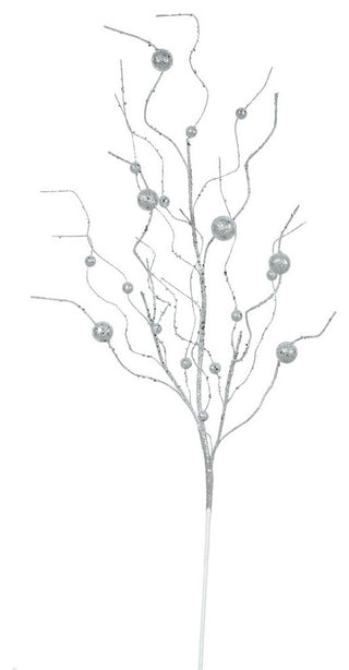 Vickerman 37" Glitter Ball Spray, Set of 6, Silver