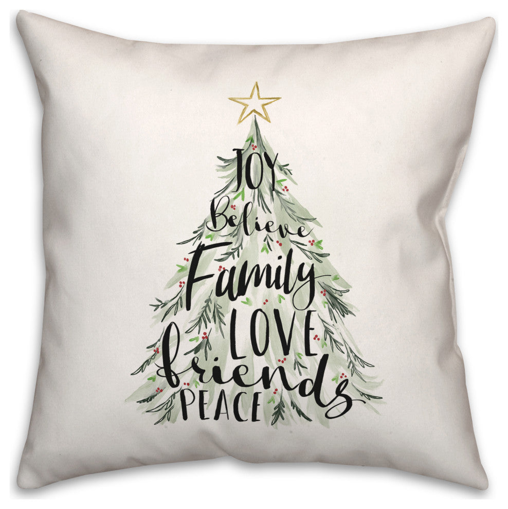 Christmas Tree Words 2 18x18 Spun Poly Pillow