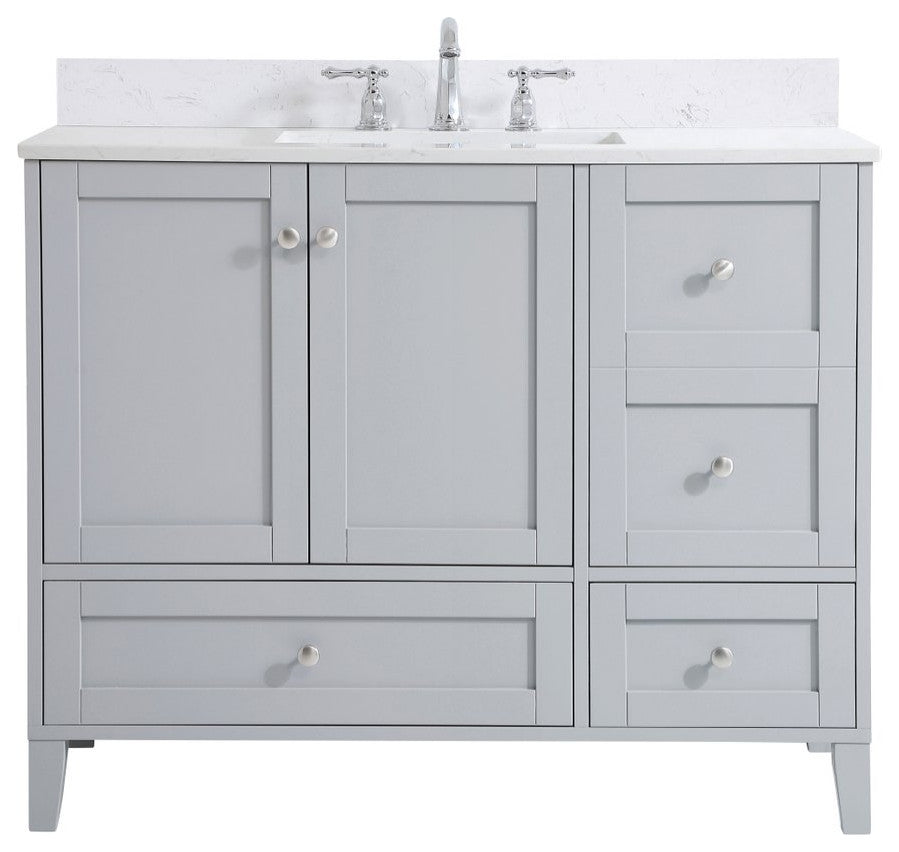 Sadie 42" Single Bathroom Vanity, Gray With Backsplash