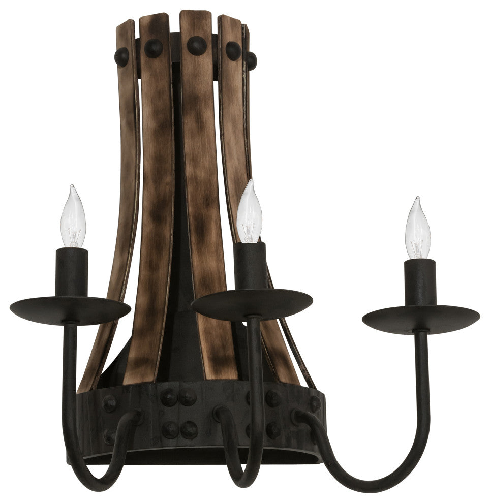 14 Wide Barrel Stave Wall Sconce