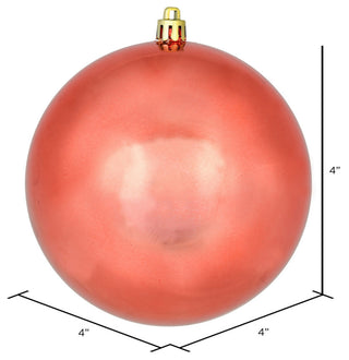 Vickerman 4" Coral Shiny Ball Ornament, 6 per Bag