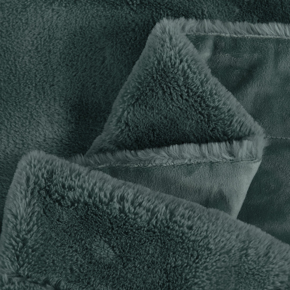 Fox Faux Fur Throw Blanket, Gunmetal, 60''x80''