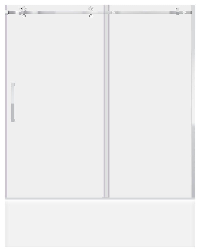 LessCare ULTRA-B Clear Glass Bath-Tub Door Chrome Finish, 56-60"x62"