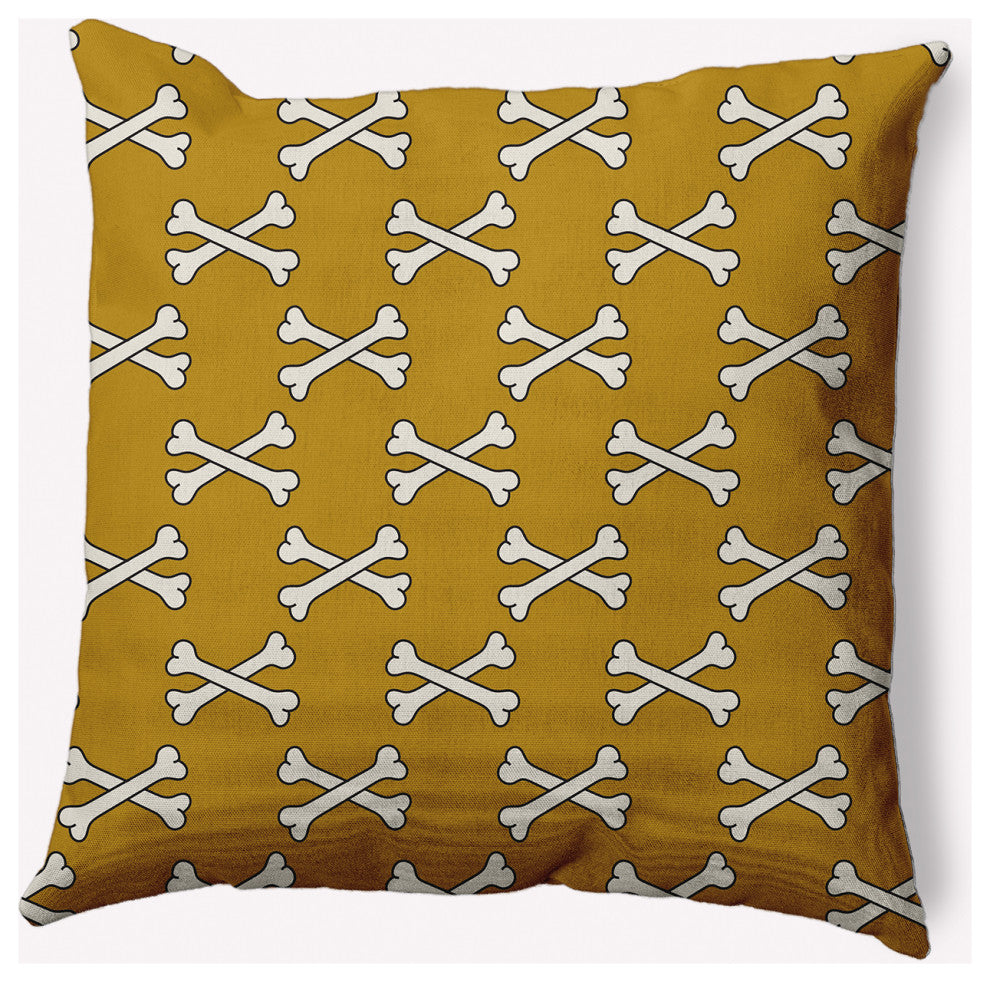18" x 18" Cross Bones Indoor/Outdoor Polyester Throw Pillow, Autumn Gold