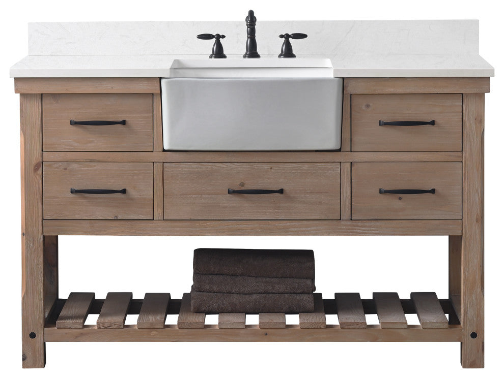 Wesley 54" Bathroom Vanity, Weathered Natural
