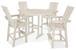Polywood Modern Adirondack 5-Piece Nautical Trestle Bar Set, Sand