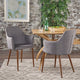 GDF Studio Serra Mid Century Fabric Dining Chairs, Set of 2, Light Gray/Dark Brown