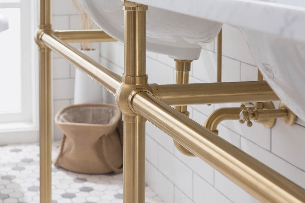 Embassy 72" Double Wash Stand, P-Trap, Countertop With Basin, Faucet, Mirror