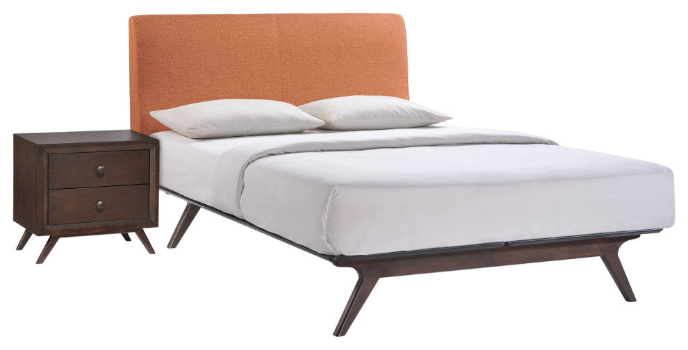 Modway Tracy 2 Piece Queen Bedroom Set, Cappuccino Orange