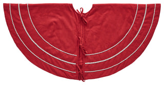 Concentric Nailhead Circles Christmas Tree Skirt in Red Linen - 60"