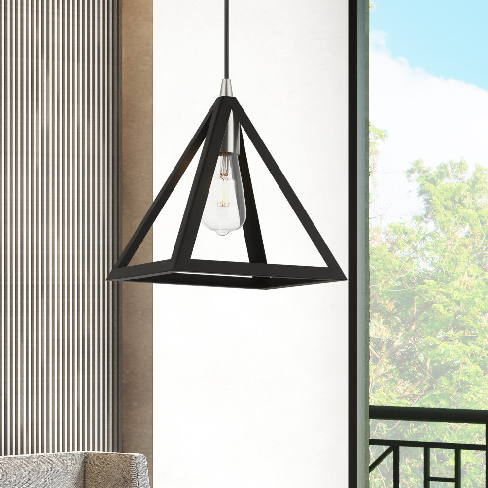 Pinnacle 1 Light Black With Brushed Nickel Accents Pendant