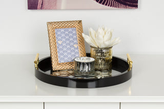 Caspen Round Decorative Tray, Black 15.5" Diameter