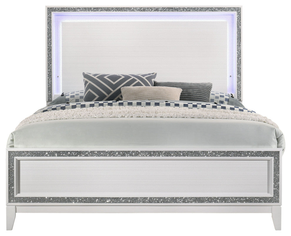 ACME Haiden Bed, LED, White, Eastern King