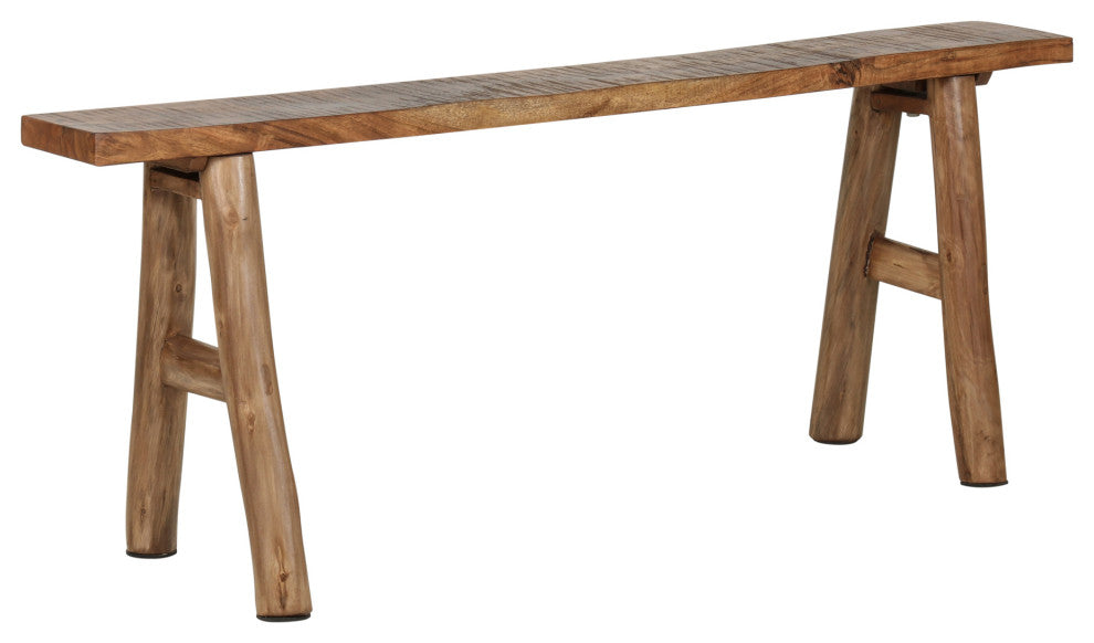 Elaine Acacia Rustic Skinny Bench, Natural by East at Main