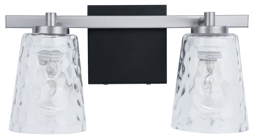 2-Light Modern Brushed Nickel Wall Sconce With Glass Lampshade