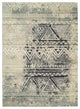 Gray, Erased Ethnic Geometric Design, Pure Wool Hand Knotted Rug, 9'9" x 13'10"