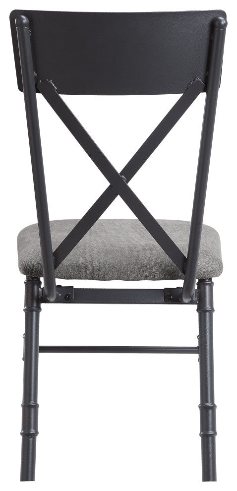 ACME Edina Side Chair, Set of 2, Gray With Oak and Sandy Black Finish