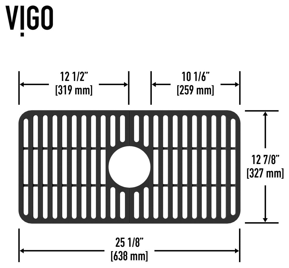VIGO Silicone Protective Bottom Grid for Single Bowl Kitchen Sink, Matte Black, 25"lx13"w