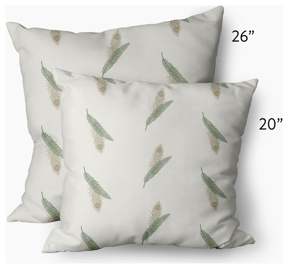 Feather Stripe Decorative Throw Pillow, Green, 20"x20"