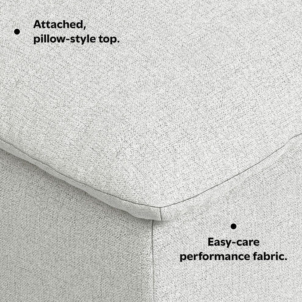Jasmine Ottoman in Performance Fabric, Assembled, Cloud Gray