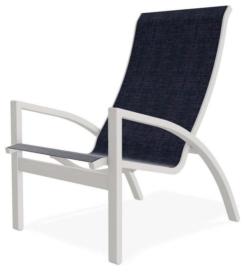 Kendall Sling Stackable Outdoor Lounge Chair, Moments Navy/Snow