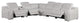 Marco-7-Piece, 4-Power Reclining Italian Leather Sectional, Light Gray