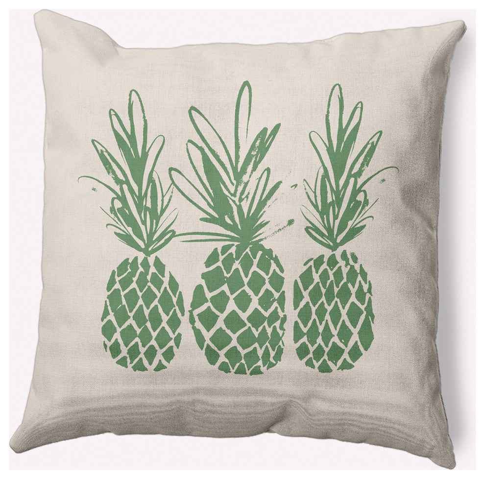 18" x 18" Pineapples Indoor/Outdoor Polyester Throw Pillow, Sage