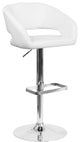 Adjustable Height Barstool With Chrome Base, White, Vinyl