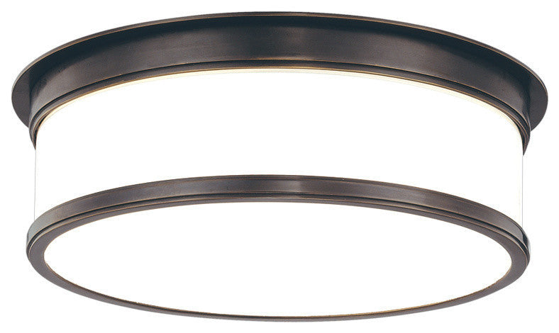 Geneva, 15" Flush Mount, Old Bronze Finish, Opal Glossy Glass Shade