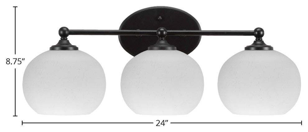 Capri 3-Light Bath Bar, Matte Black/White Muslin